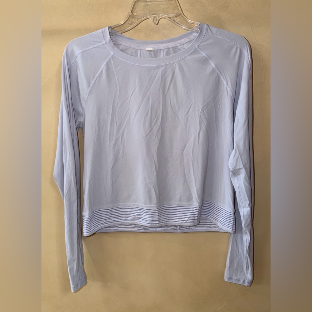Lululemon Cropped Long Sleeve Top Lilac Rib Hem Athleisure Pullover Women’s 6